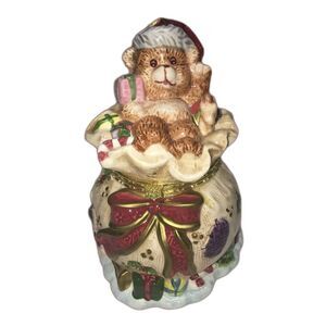 Santa’s Toy Bag Trinket Box Bear 5.5” The May Co. Home For The Holidays